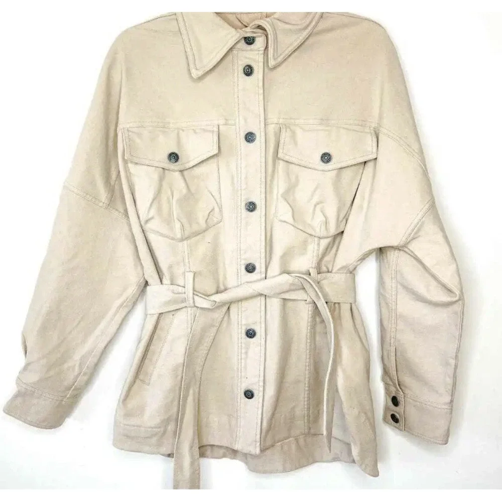 Free People Clyde Shirt Jacket‎ In Mineral Powder Size S